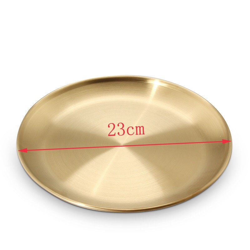 Europese Stijl Diner Platen Goud Eettafel Plaat Serveren Gerechten Ronde Plaat Cake Lade Westerse Steak Ronde Lade Keuken Platen: 23cm Gold