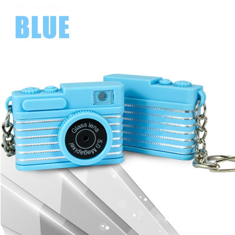 Mini LED Luminous Glowing in the Dark Pendant Keychain Bag Accessories Plastic Toy Camera Key Chains Kids Digital Camera Toy: Blue
