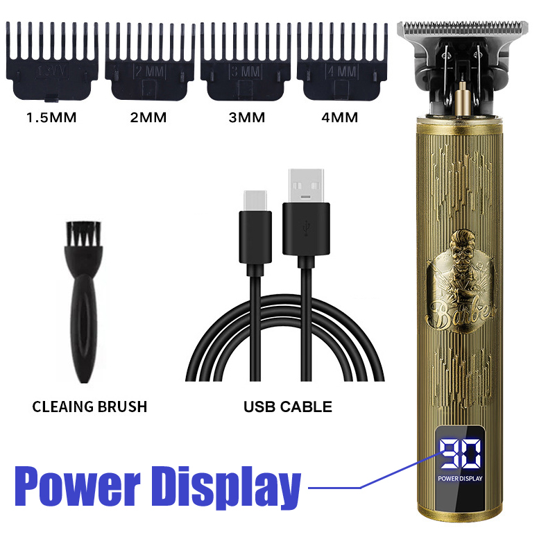 Vintage T9 électrique Portable Machine de coupe de cheveux USB charge sans fil T9 tondeuse à cheveux hommes sans fil électrique tondeuse à cheveux: Violet
