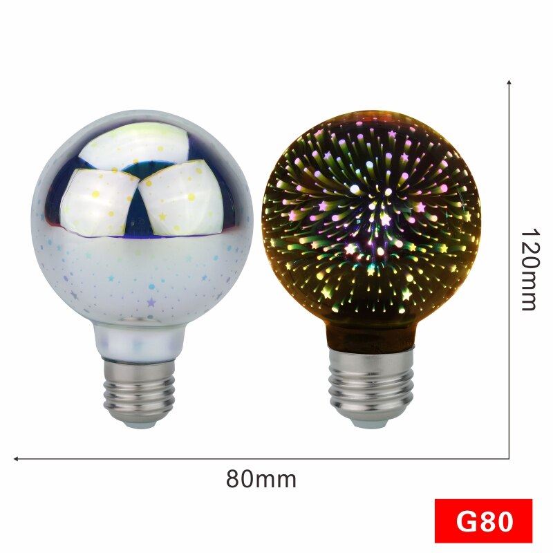 Bombilla Led decoración 3D bombilla 220V ST64 G95 G80 G125 A60 E27 luces navideñas novedad Lamparas: G80