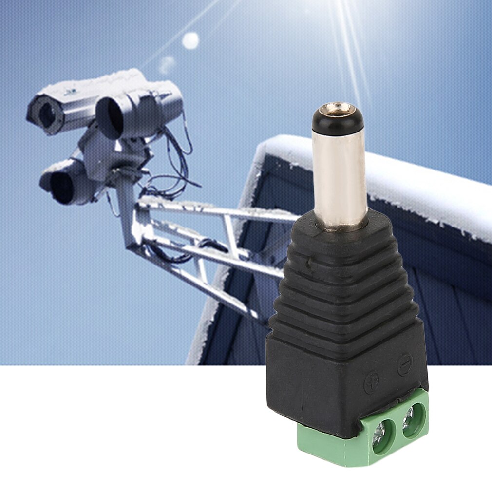 Universal 10pcs/pack Black & Green Male DC Power Connector Plug Adapters For CCTV System 4x1x0.5cm