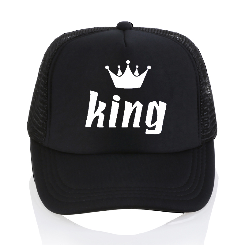 king queen cap crown Print baseball Caps Men Women Summer Visor Snapback Hat White Black Lover Trucker bone