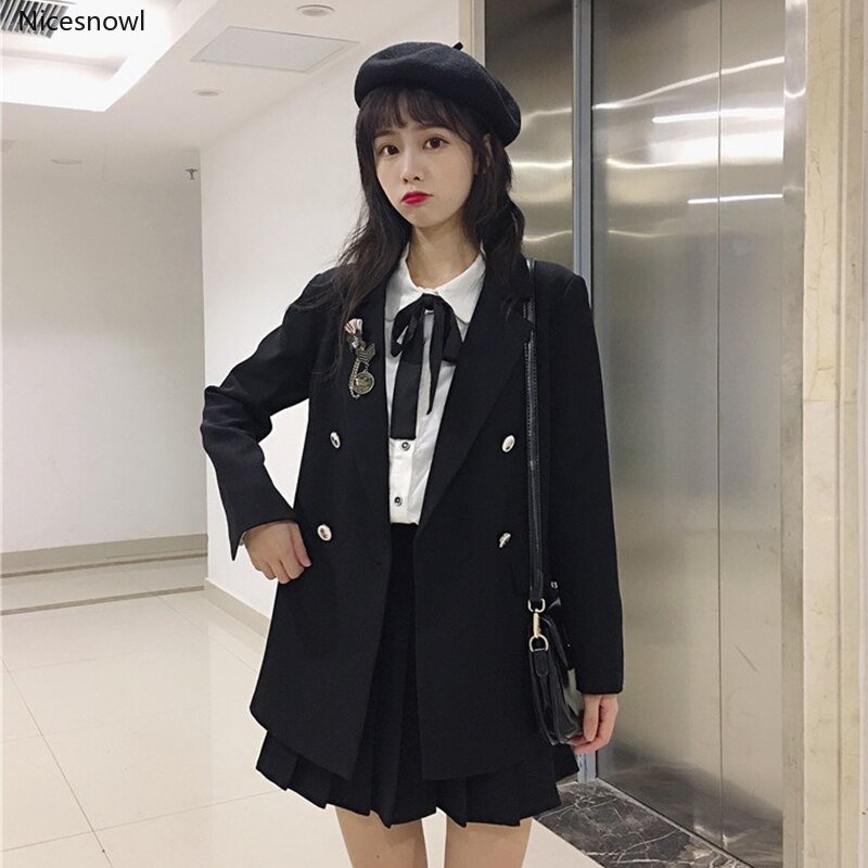 JK Uniforms College Suit Female Autumn Small Suit Jacket Shirt Jacket Pleated Busts Wears japanese school uniform