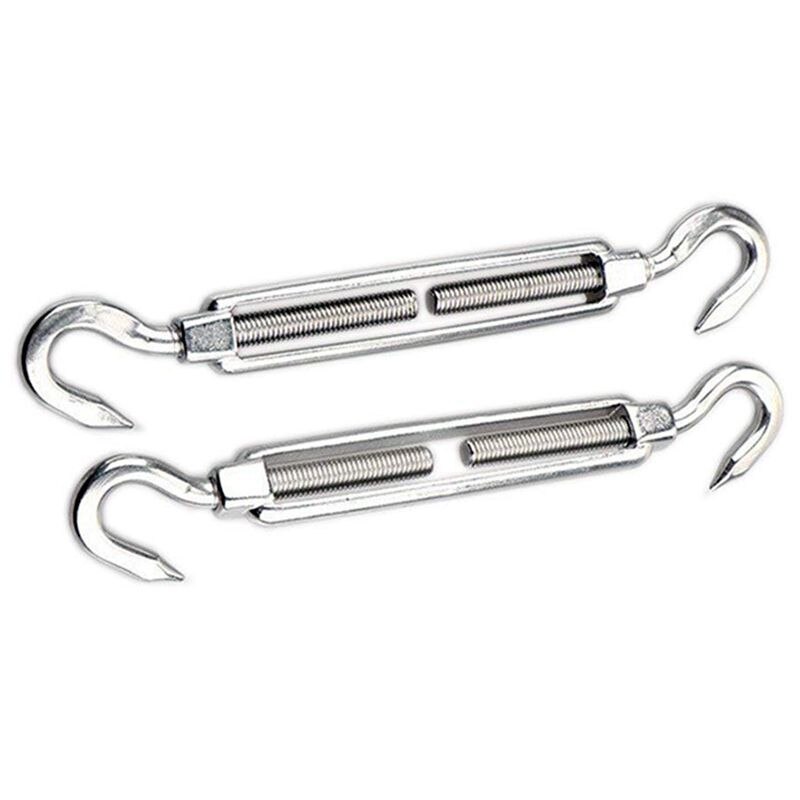 2pcs M8 Turnbuckle Wire Tensioner, 304 Stainless Steel Hook Rope Cable Tension Set for Heavy Duty Sun Shade Sail Fixing Kit (Tur: Default Title
