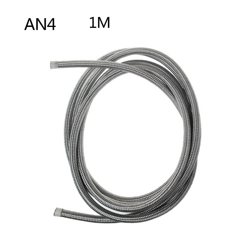 1M Stainless Steel Braided Brake Gas Oil Fuel Line Hose AN4 AN6 AN8 AN10 E7CA: AN4 1M