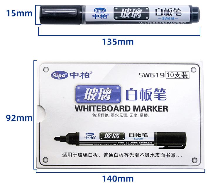 10 Pcs Glas Whiteboard Grote Capaciteit Pennen Waterbasis Uitwisbare Tekening Zwart Board Kantoor Gebruik