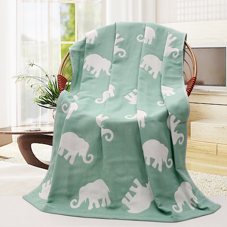 Bomuldsgasbind tre lag tegneserie elefant kathval trykt badehåndklæde hjem tekstil badeværelse frottéhåndklæde badehåndklæde 70*140cm