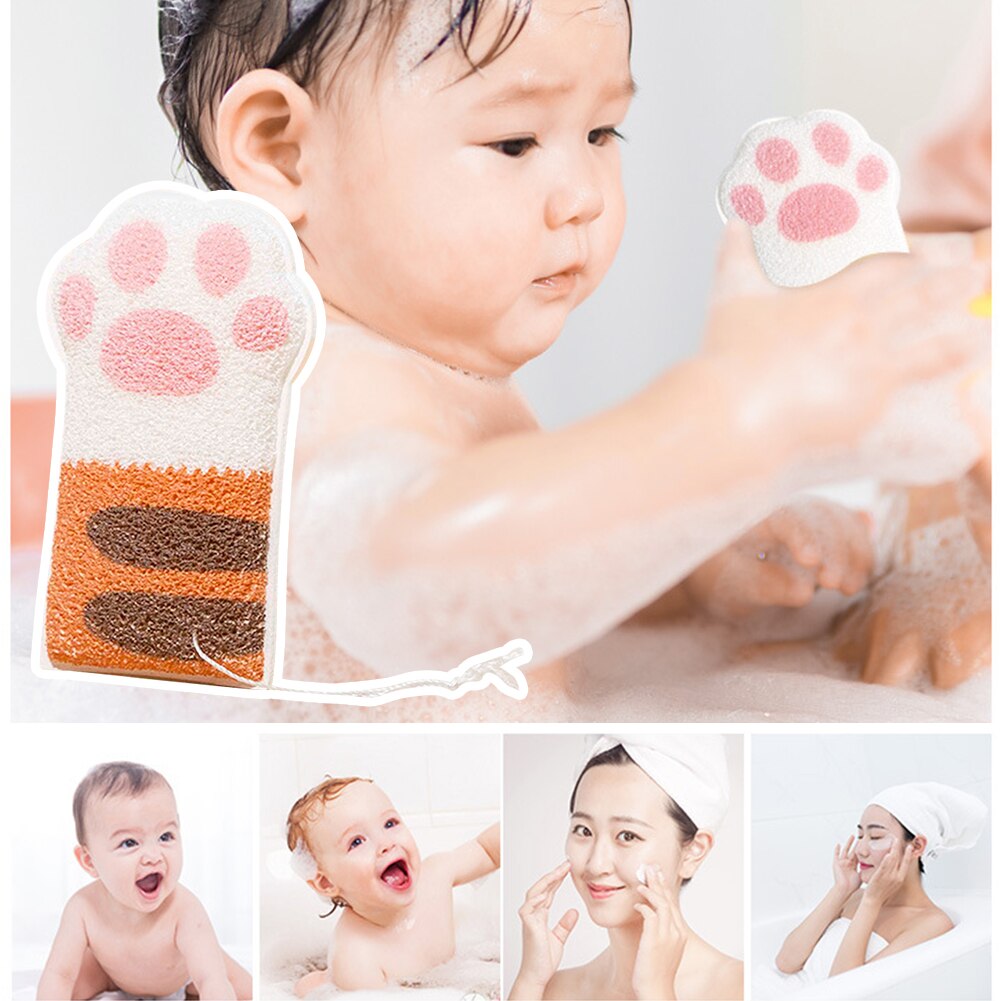 Söt bekväm kroppstvätt extra mjuk hängande dusch hydrofil smutsborttagning rengöring hud hem spa katt tass baby bad svamp