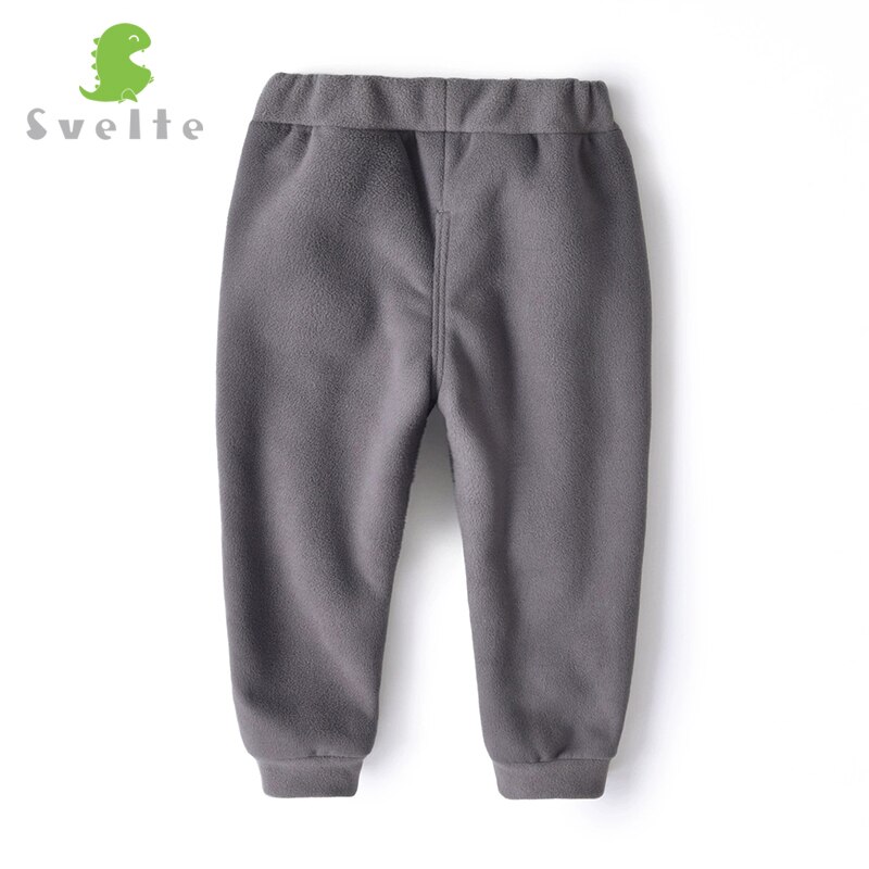 Smukłe 2-14 lat chłopięce grube futrzane spodnie z polaru z 2 kieszeniami na zimę Chlidren zwykły jednolity kolor, spodnie dziecięce spodnie dresowe robić biegania