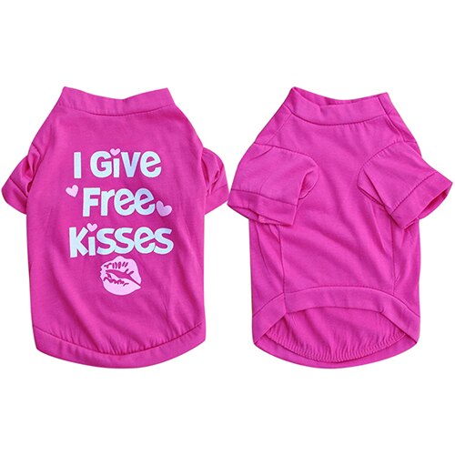 Camiseta informal transpirable con labios de Rosa y Rojo para perro, ropa para cachorros pequeños, primavera y verano, 1 unidad