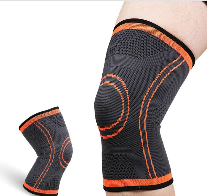 1PC Kompression Verband Kneepad Sport Kneepad Elastische Knie Pads Unterstützung Fitness Getriebe Basketball Volleyball Klammer Beschützer: orange / S