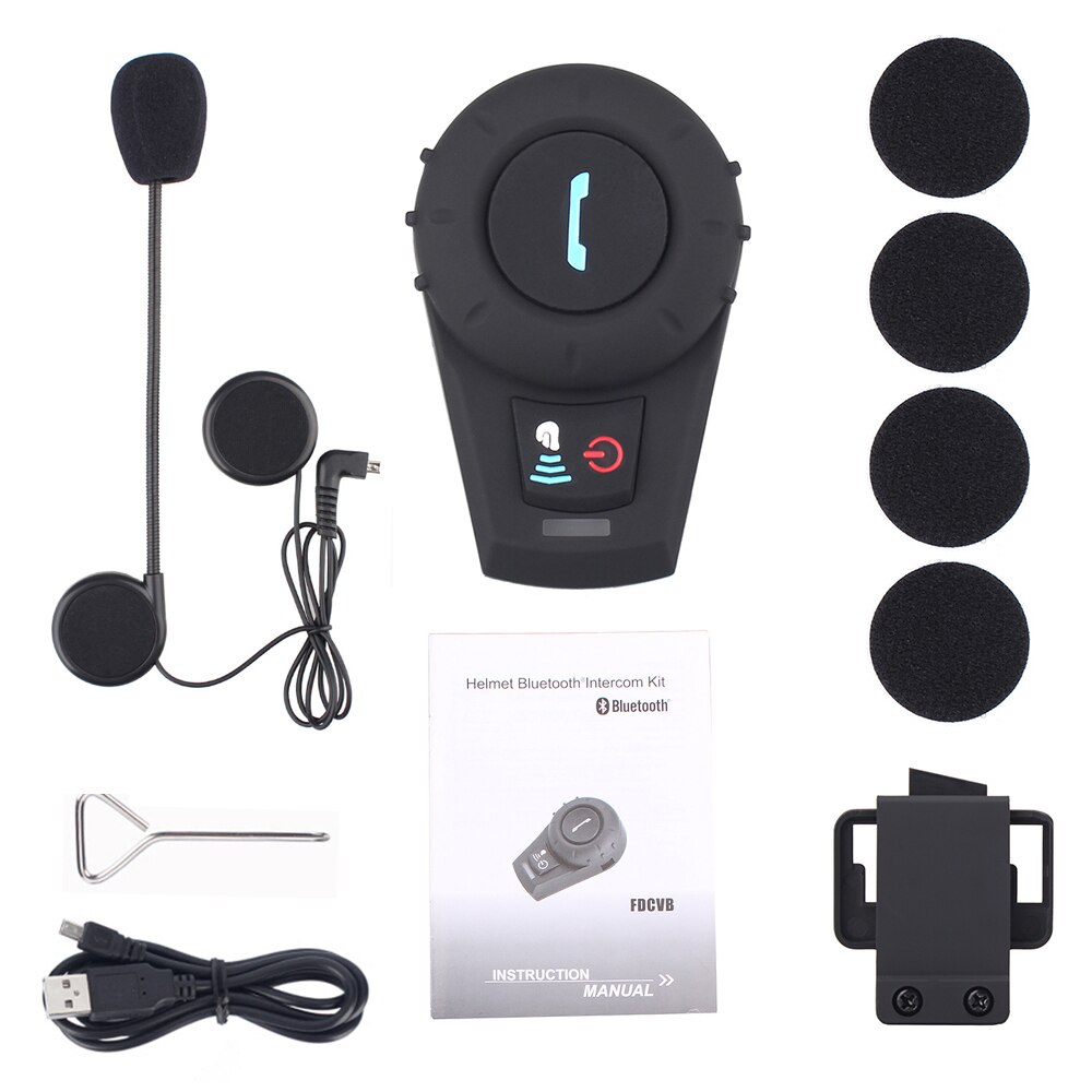 FreedConn motorcycle helmet bluetooth intercom helmet bluetooth headset BT Interphone intercomunicador moto FM Radio