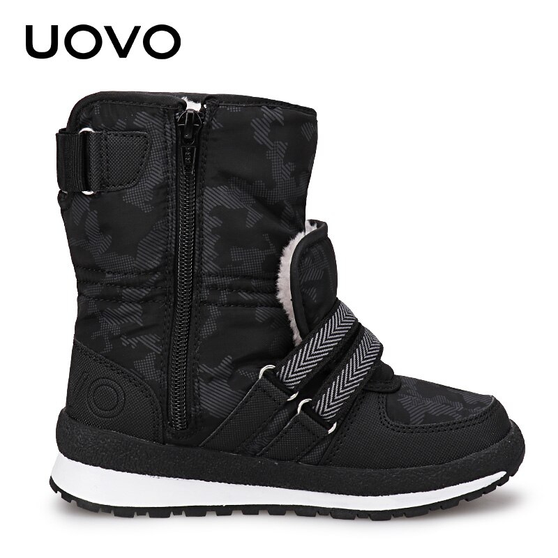 UOVO nouvelles bottes d'hiver pour enfants pour garçons et filles chaussures d'hiver chaudes mi-mollet chaussures pour enfants taille 30 #-38 #