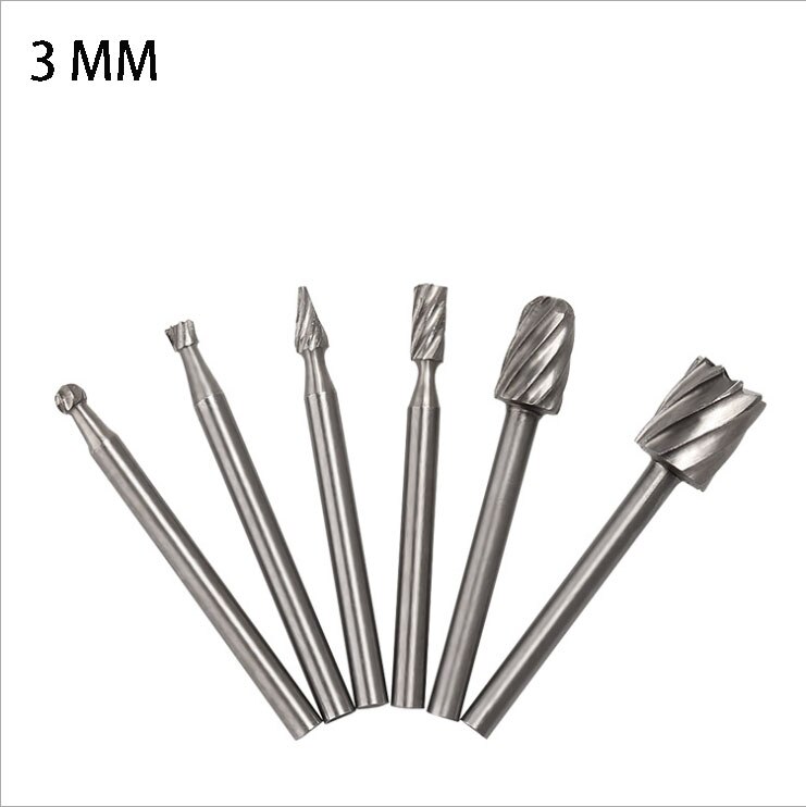 6 Pcs Rotary Rasp High Speed Steel Woodworking Tool Rasp Rotary Files Set 3mm/6mm Shank Diameter For Grinding Carving Head Tool