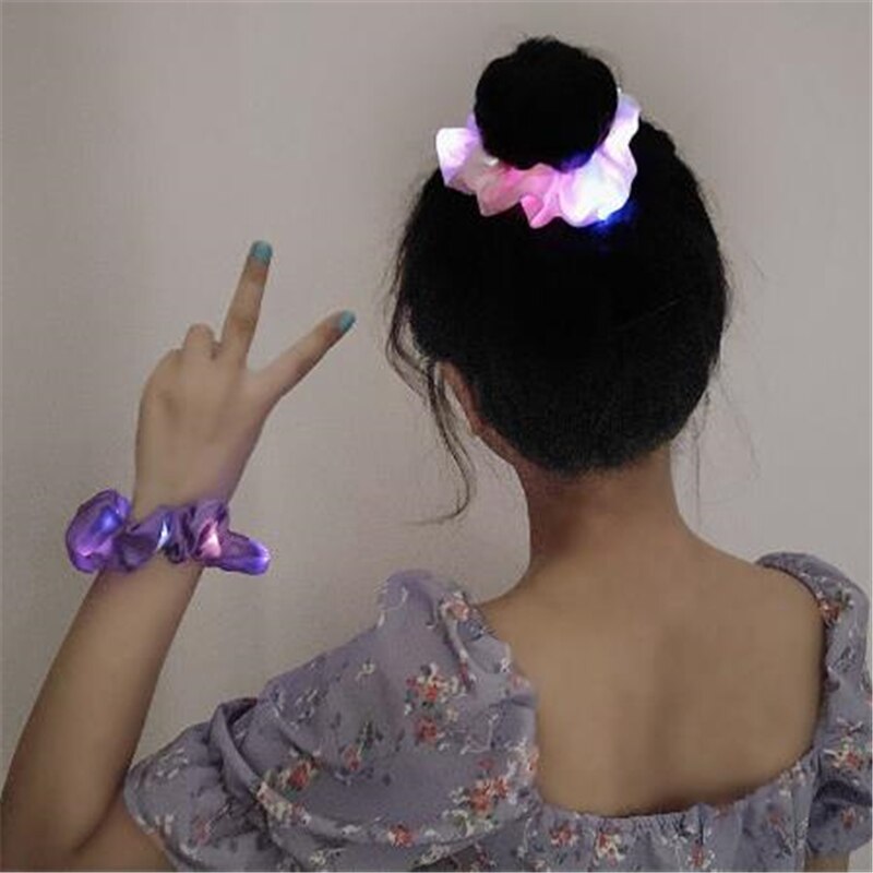 Diademas luminosas LED para niña, accesorios para el cabello elásticos, Color sólido, novedad de