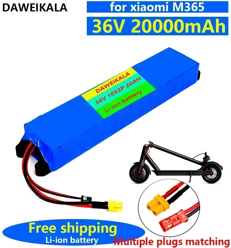 36V 20Ah 18650 batería de litio 10S3P 20000mah 800W mismo puerto 42V M365 potencia con BMS