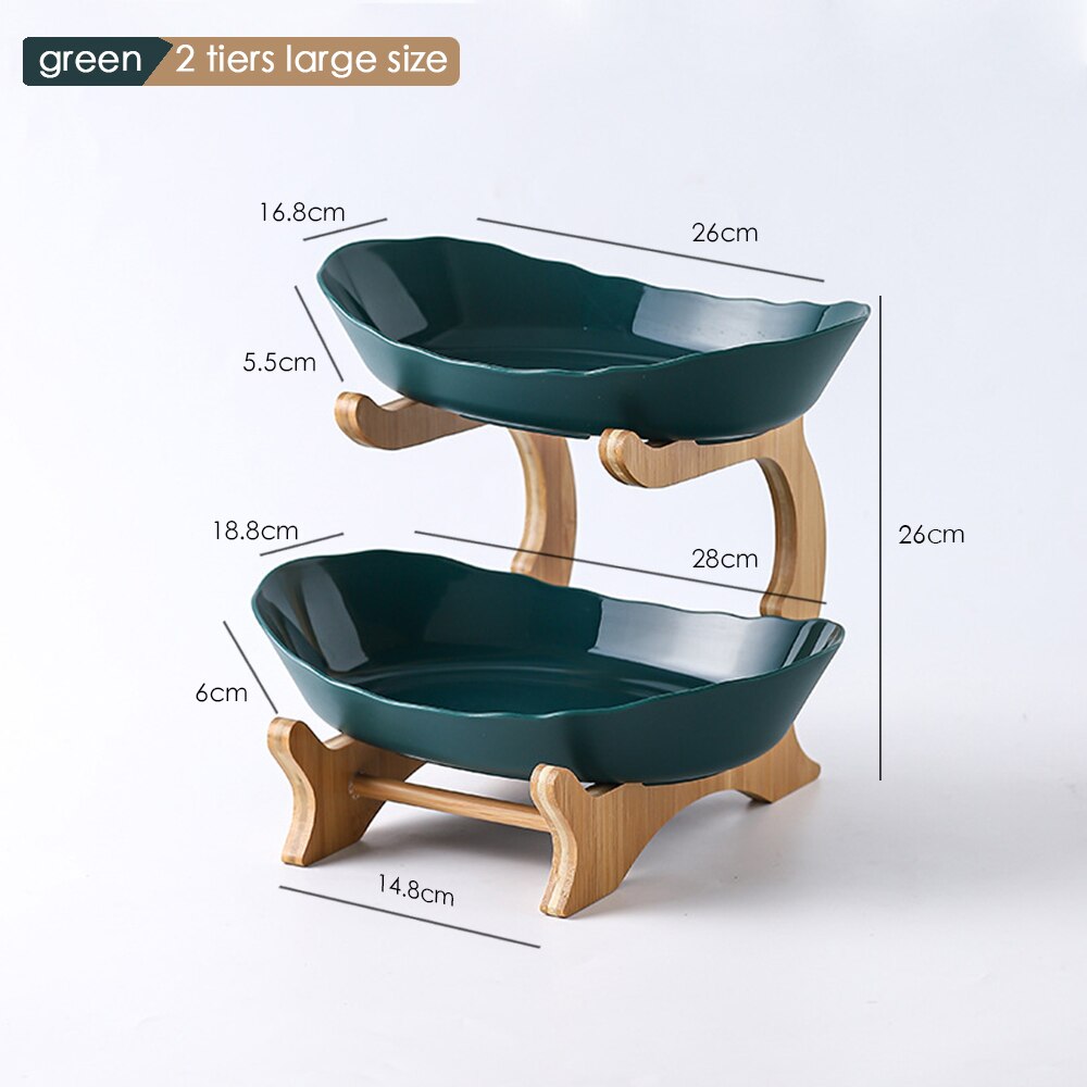 Plates dinnerware kitchen Fruit bowl with floors Luxury serving snack Table plates serve dessert trays wooden Tableware Dishes: 1 Set B2