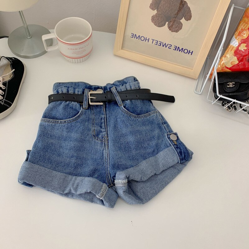 Spring Summer Girls Shorts Baby Denim Shorts Kids Mini Bottoms Children Streetwear Clothes Bud Waist Side Button 1-6Y: 5T (110-120cm)