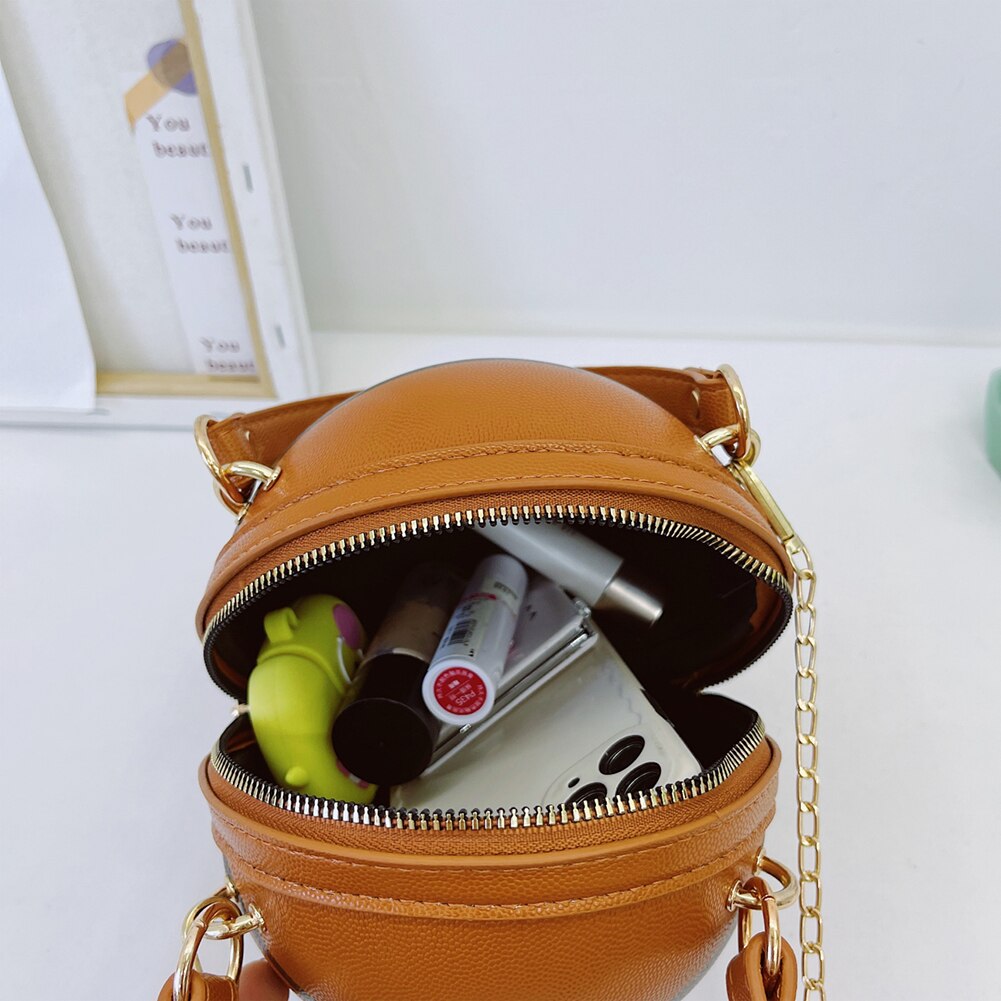 1 pz borsa rotonda a sfera per adolescenti borse a tracolla da donna borse a tracolla a catena a tracolla borsa da basket rosa in pelle femminile di personalità