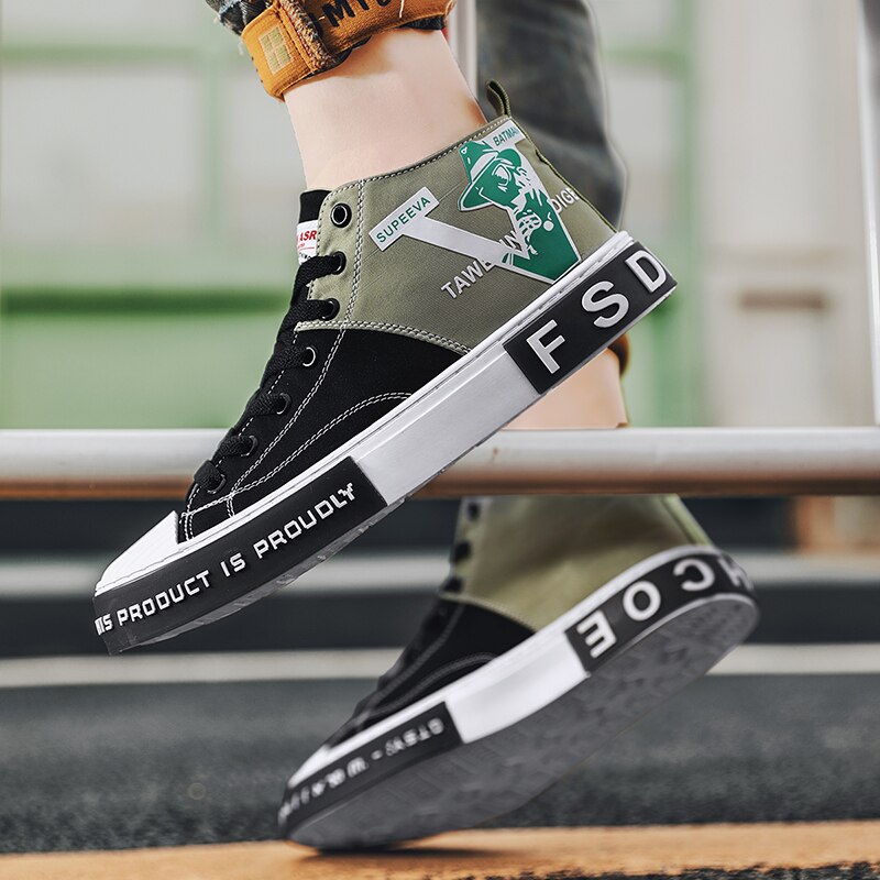 Chaussures d'été en tissu aizhetu, chaussures de marée respirantes, chaussures montantes décontractées, chaussures pour hommes, chaussures en toile