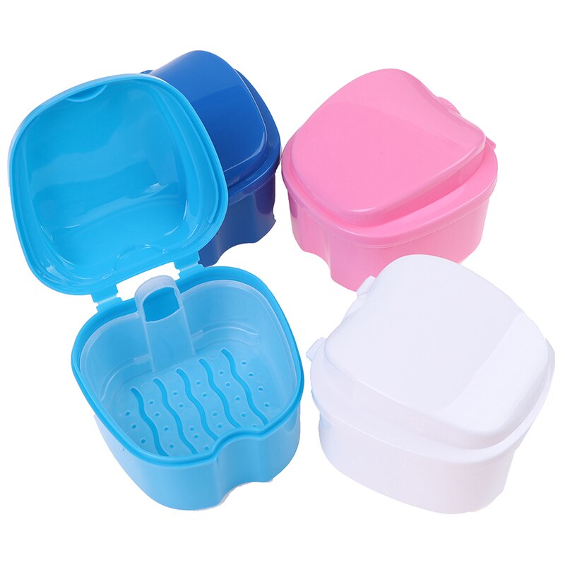 1set Denture Box And Brush Retainer Cleanning Denture Case Multi-Layered Bristle False Teeth Brush (1*Denture Case+1Teeth Brush)