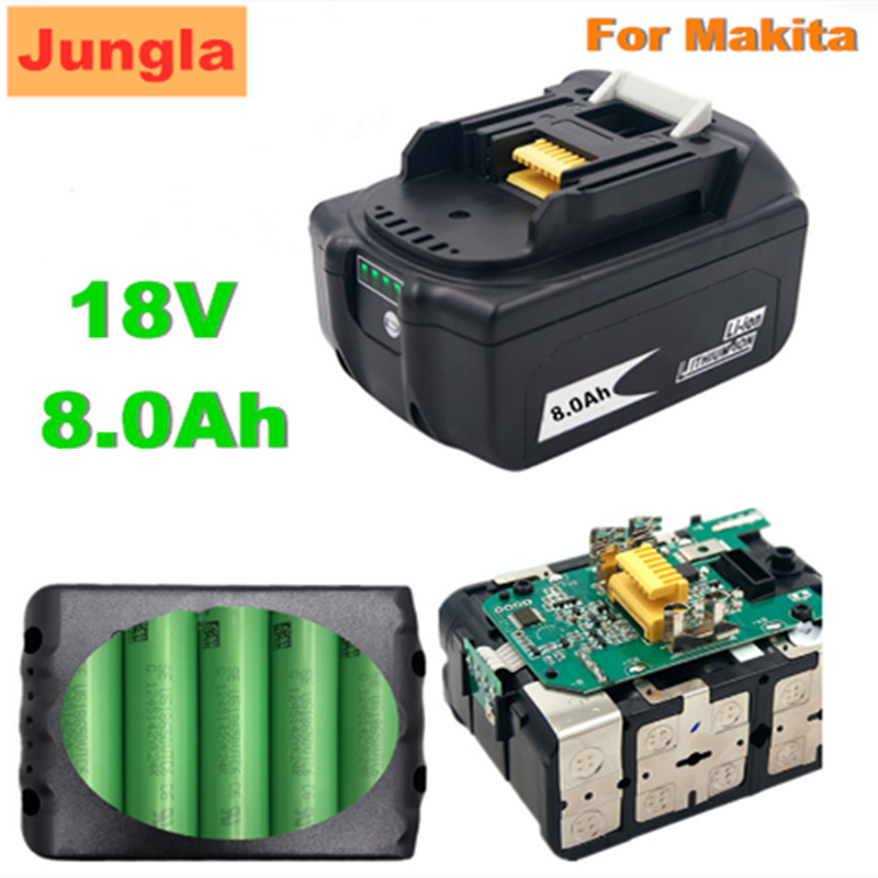 Originele 18V 8000Mah 8.0Ah Rechargeablefor Makita Power Tools Batterij Met Led Li-Ion Vervangende BL1860B BL1860 BL1850