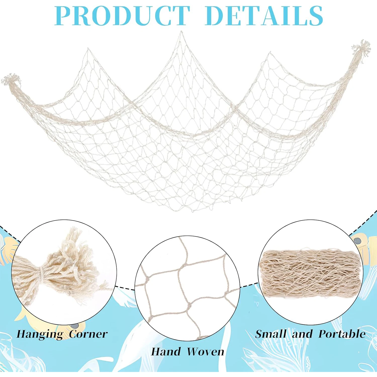 Fishing Net Decor Hanging Photo Display with Clips Nautical Wall Decor Fish Net Decorations for Party Hanging Picture Accessory