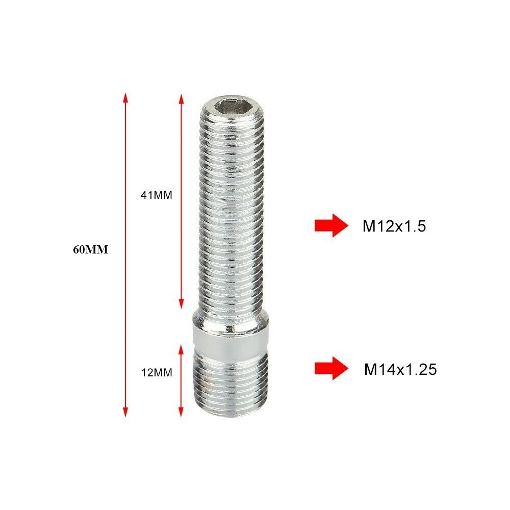 1-delige verlengde wielbouten conversie hoge wielbouten schroefadapterset (M12x1.25,M12x1.5,M14x1.25,M14x1.5): Paars