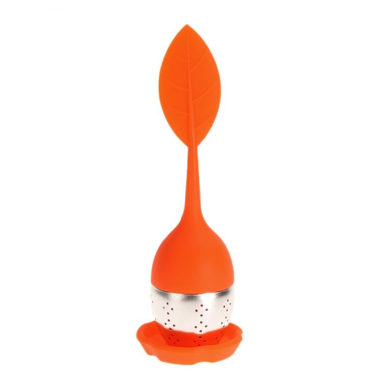 1Pc Silicone Thee-ei Veiligheid Theezakje Theezeefje Voor Thee Pot Cup Gebruik Leuke Mensen Vorm Thuis keuken Bar Thee Filter: Orange