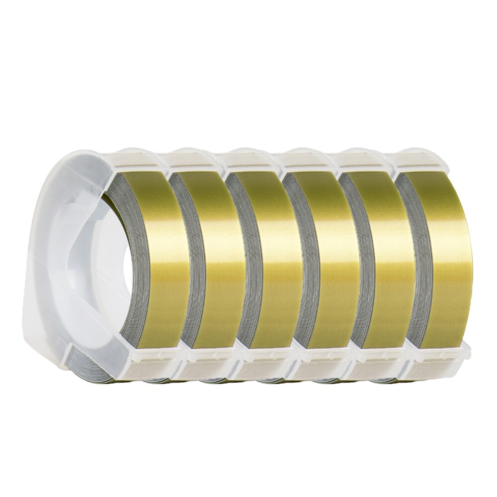 6 rollen Mehrfarbig PräGen Band 9MM Präge Etikett Band Nachfüllung Kompatibel für Motex E101 und DYMO 12965 Präge Etikett Hersteller: 6Rollen Gold Band