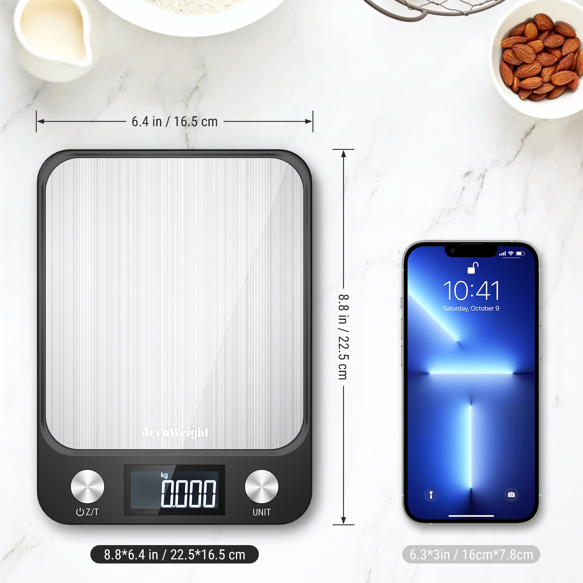 Accuweight-báscula Digital de cocina CX2018, balanza de acero inoxidable para pesar alimentos, herramienta de cocina con Sensor de alta precisión, 10KG