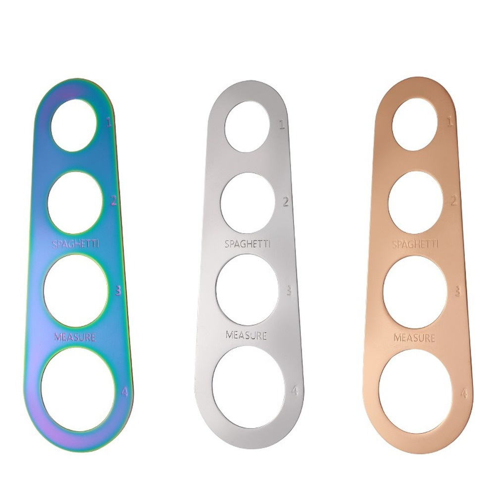 Edelstahl Spaghetti Measurer Pasta Maßnahme Koch Küchen utensilien Werkzeuge Nudel 4 Loch Messung Portion kontrolle
