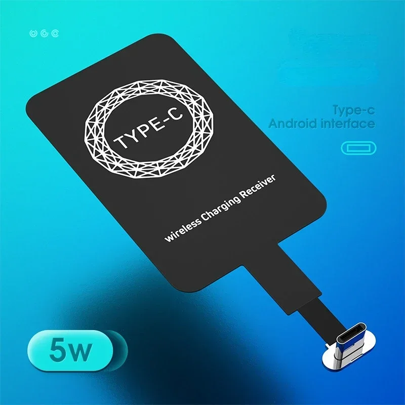 Receptor de carga inalámbrica, adaptador de carga inalámbrica tipo C, soporte Lightning MicroUSB para teléfono Android, carga inalámbrica: Verde