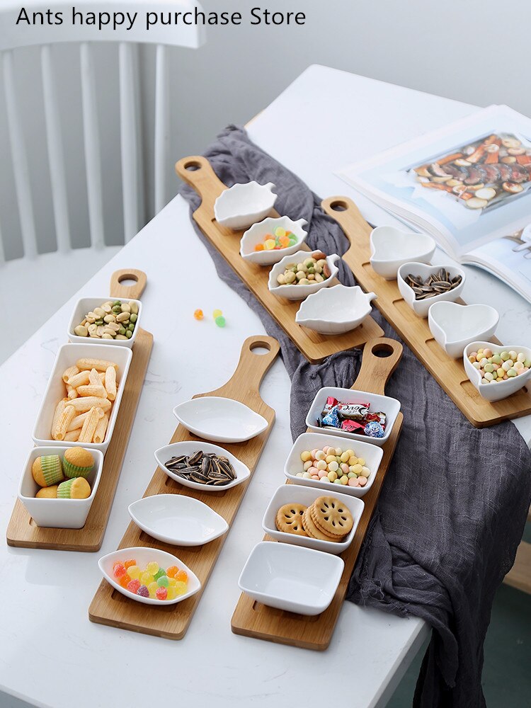 Juego de cinco piezas de bandejas de cerámica para servir, platos