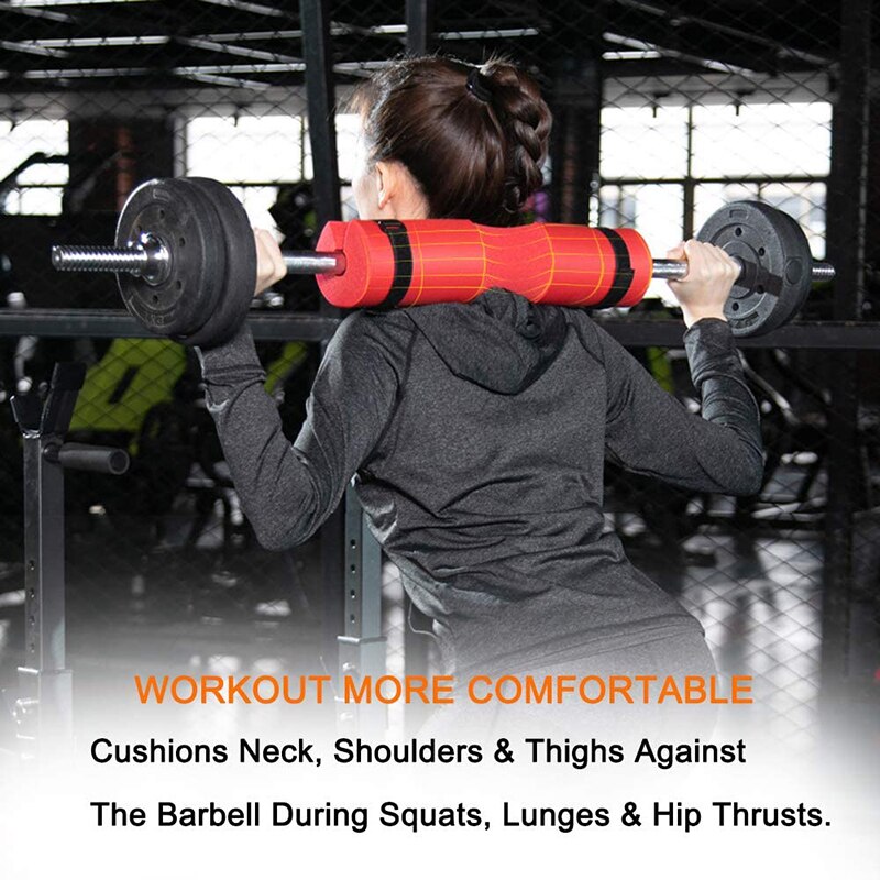 Barbell Pad Squat Pad - for Lunges Squats and Hip Thrusts - Relieve neck and shoulder discomfort - Fit Standard and Olympic Bars