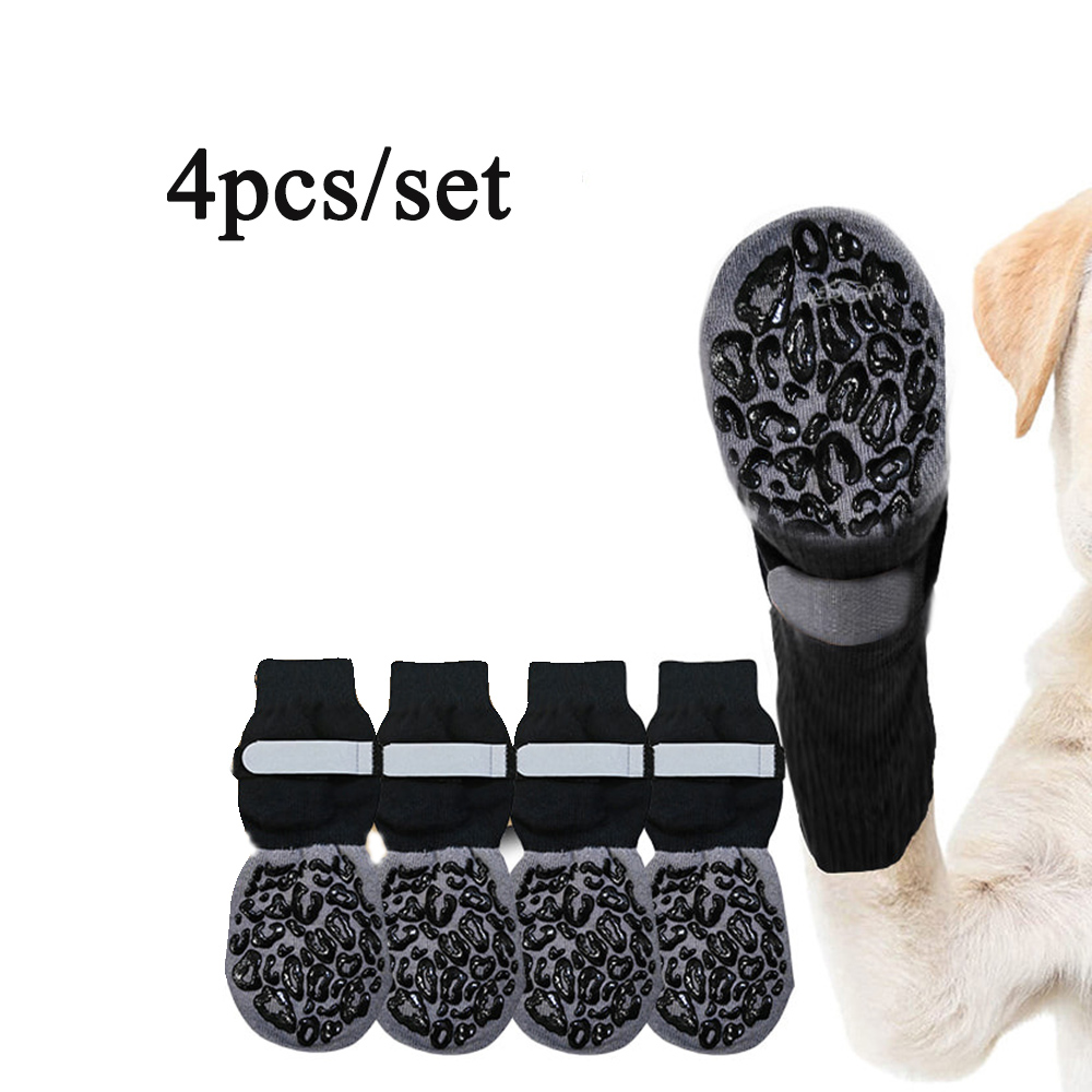 Antislip hondensokken om te voorkomen likken Poten voor hardhouten vloeren Antislip pootbeschermers Tractiecontrole voor kleine grote honden: M / Black