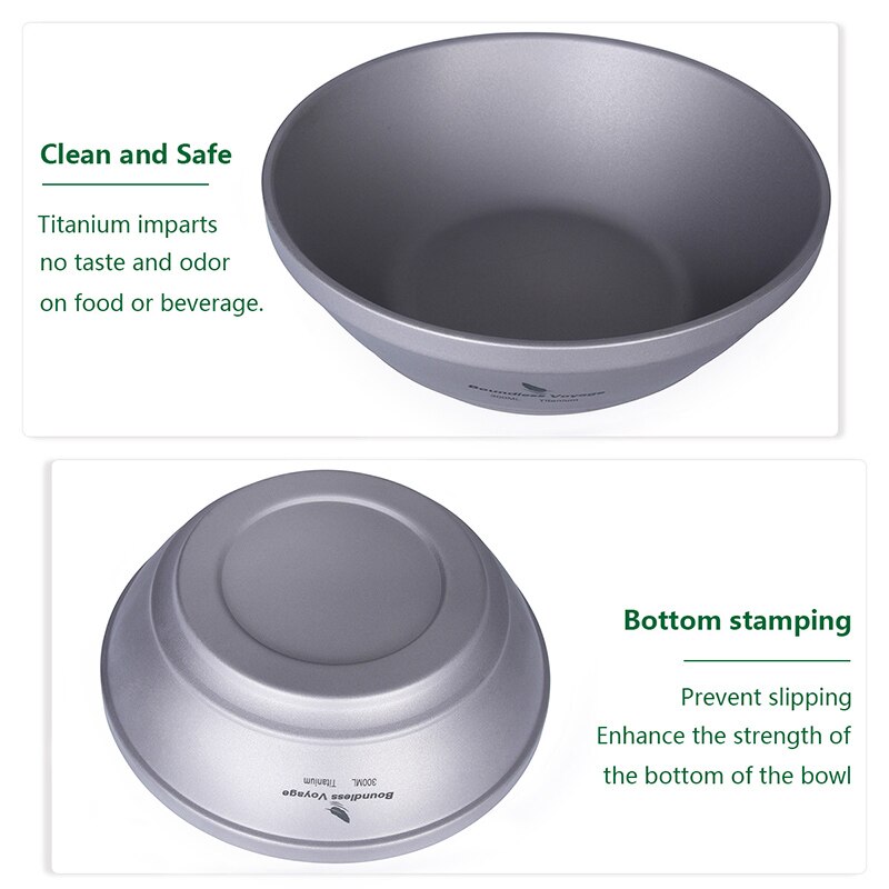 Viagem sem limites ao ar livre titânio dupla-parede 300ml tigela acampamento caminhadas ultraleve utensílios de cozinha portátil ti1082t
