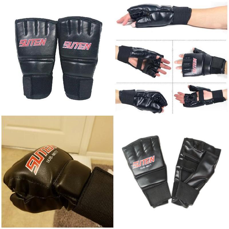 Pu Leather MMA Muay Thai Training Punching Bag Mitts Sparring Boxing Gloves Gym LDF668