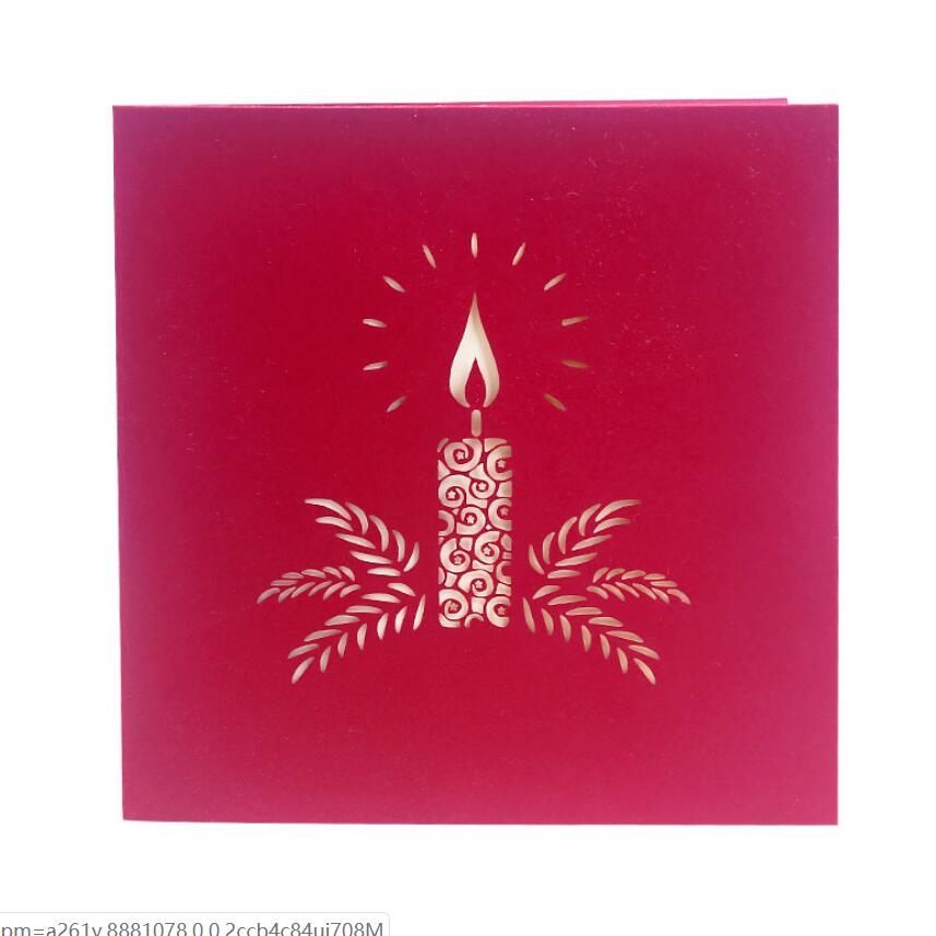 10pcs Handmade Kirigami Origami Candle Flower 3D Pop UP Greeting Cards Invitation card For Wedding Birthday Party