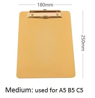 Gold Metal A5 B5 A4 Clipboard Office Desk Ins Paper Folder Sketch Board Office Conference Cardboard File Memo Writing Pad: Yellow