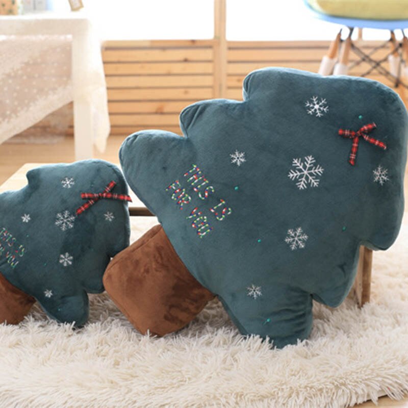 CASEGRACE Green Christmas Tree Cushion Lighted Soft PP Cotton Throw Pillows Embroidered Craft Decorative Pillows Christmas