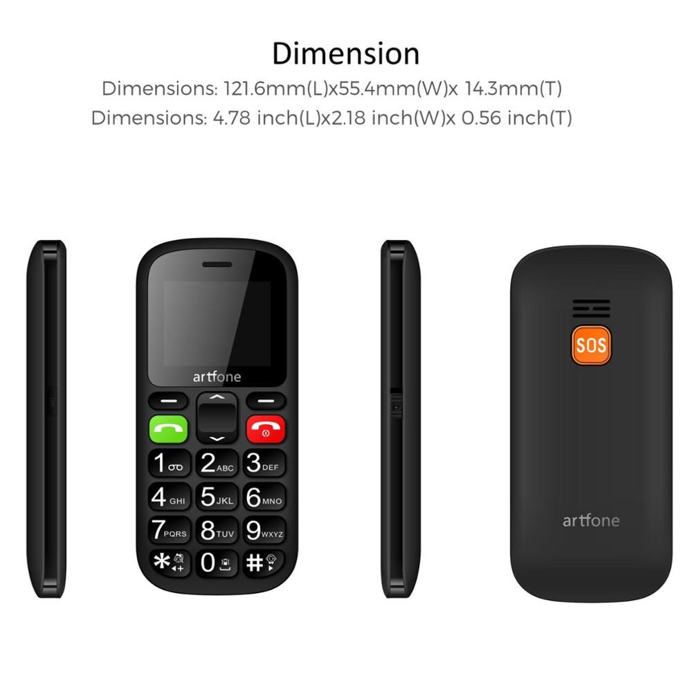 Botão grande telefone móvel para idosos, artfone cs181 atualizado gsm celular com botão sos, número de fala e tocha