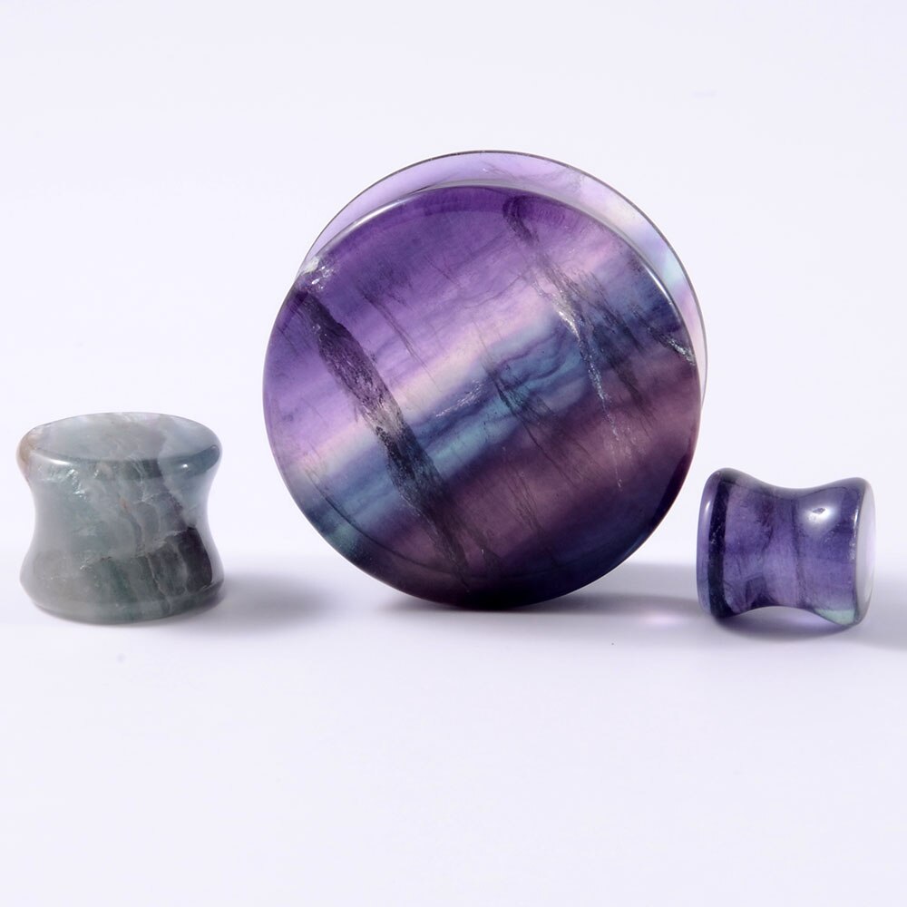 Chuanci 1 Paar Aurora Fluoriet Zadel Stone Ear Plug Expander Oor Gewichten Body Piercing Sieraden