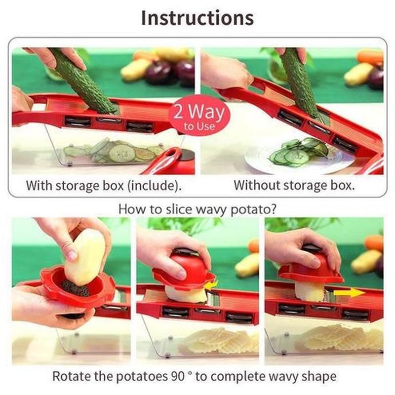 6 In 1 Multifunction Cutter Carrot Vegetable Potatoes Salad Radish Slicer Peeler Grater Cooking Cutter Chopper Kitchen Gadgets