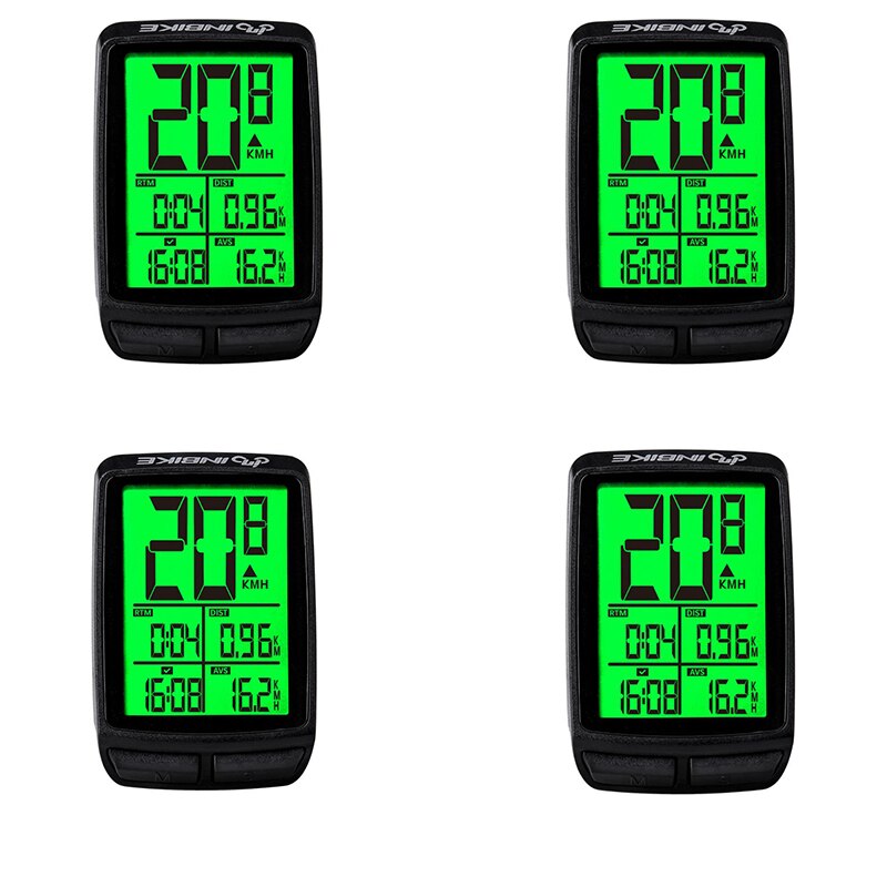 INBIKE Ordinateur De Vélo Sans Fil Étanche VTT Vélo Compteur De Vitesse Vélo LED Compteur Velo Accessoires GPS Cyclocomputer: 4 PCS