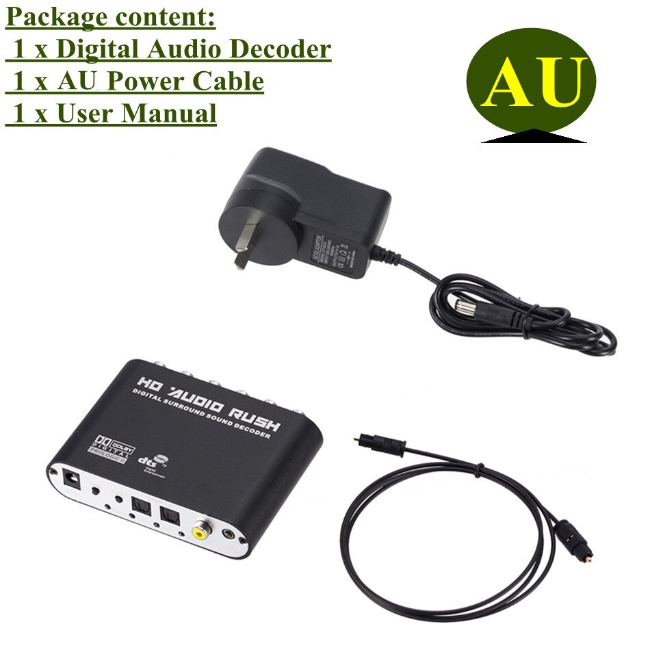 WVVMVV5.1 CH audio decoder SPDIF Coaxial to RCA DTS AC3 Optical digital Amplifier Analog Converte amplifier HD Audio Rush: AU plug
