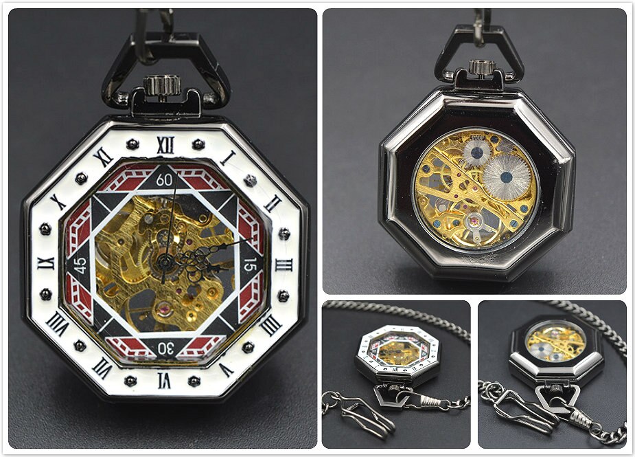 SHUHANG Mens Skeleton Zakhorloge Mechanische Beweging Hand Wind Romeinse Cijfers Vintage Stijl Reloj De Bolsillo: H173