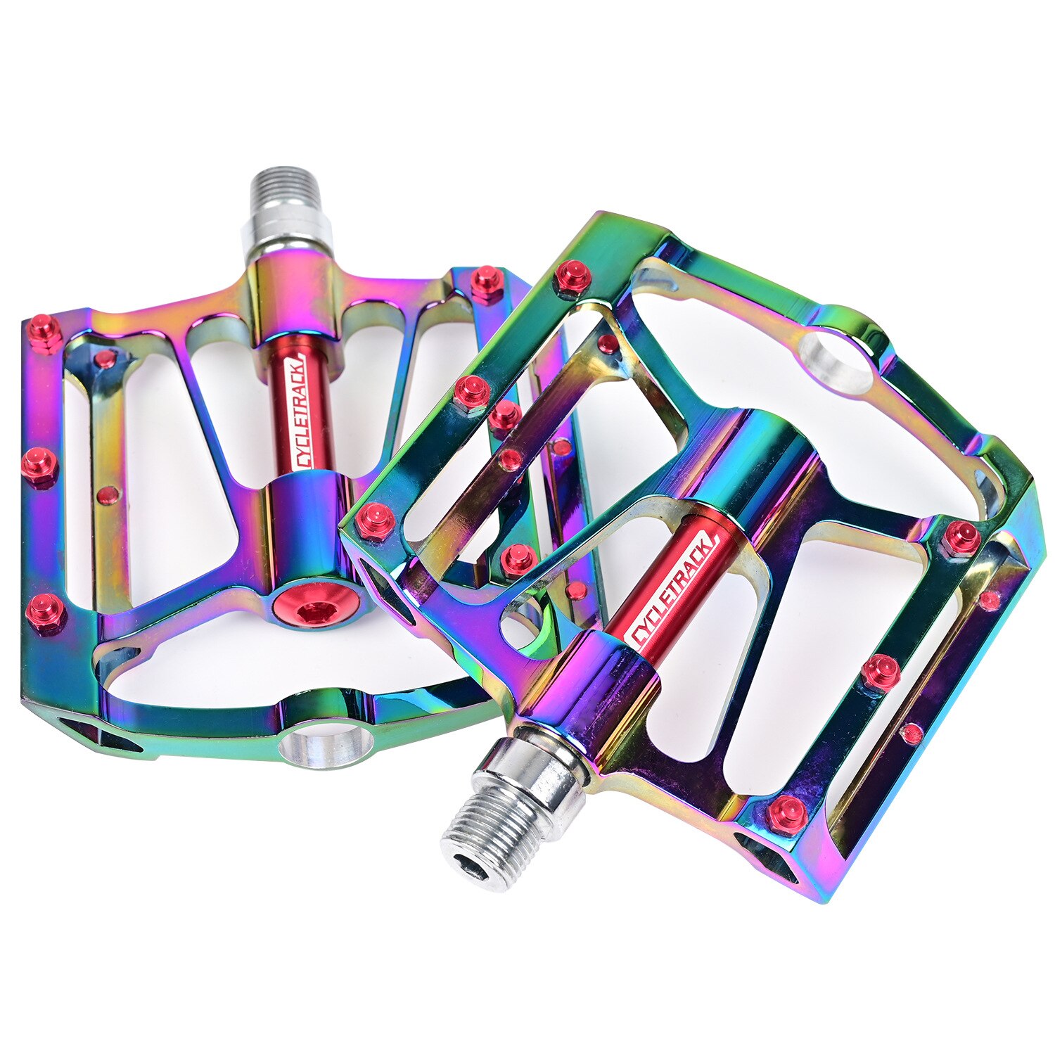 3 lager MTB Rennrad Pedale Ultraleicht Aluminium Legierung Regenbogen Mountainbike Pedal Flache BMX Klapp Fahrrad Pedale Zubehör: Rainbow