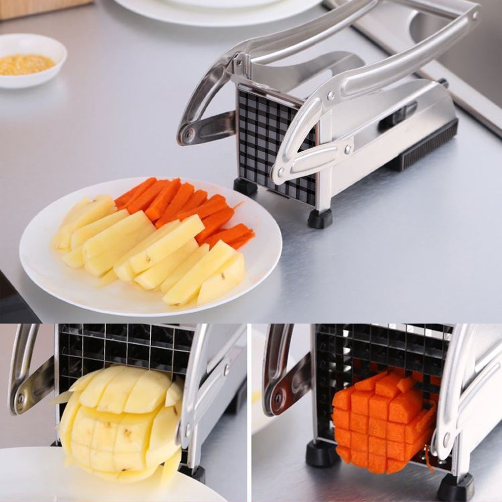 Acier inoxydable manuel frites trancheuse pomme de terre déchiqueteuse puce Cutter Chopper fabricant pommes de terre Chips faisant la Machine