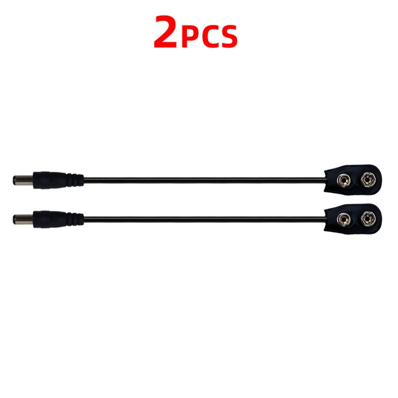 9V Battery Clip Connector Converter Center Negative Power Supply Cable for Guitar Effect Pedal: 2 pcs cable